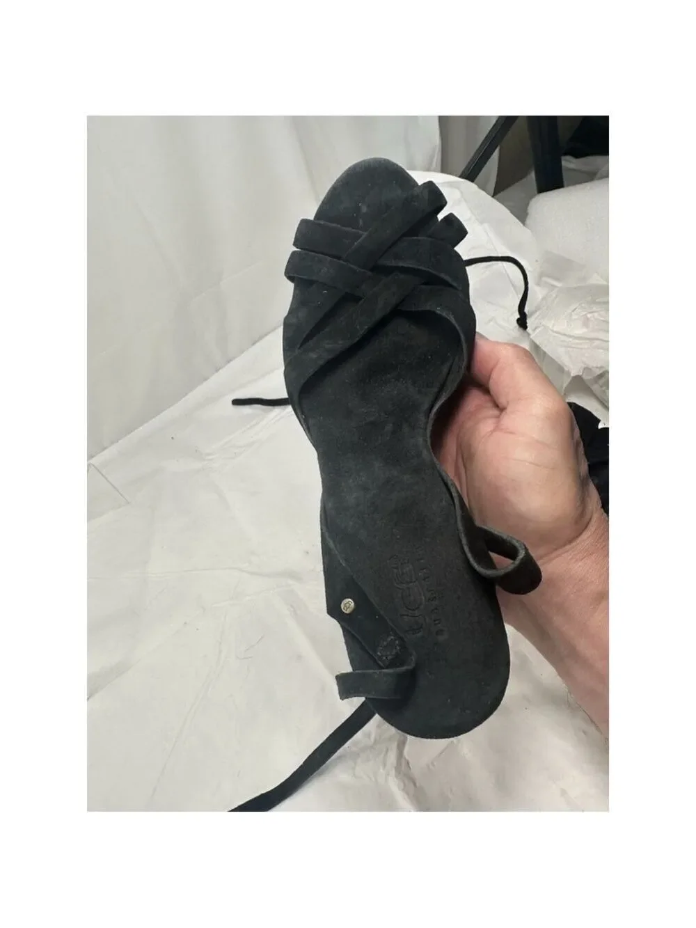 UGG Violet 1772 Leather Ankle Strap black Wedge 4